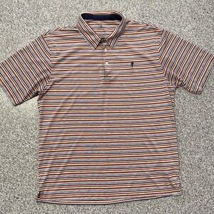 Payne Stewart Golf Polo Mens L Short Sleeve Collared Shirt Striped Red
